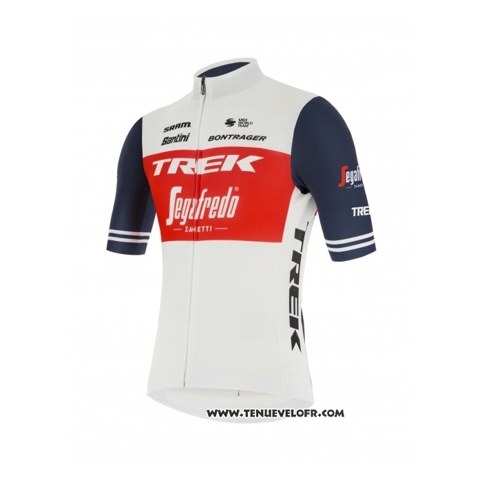 2021 Maillot Cyclisme Trek Segafredo Blanc Profond Bleu Manches Courtes et Cuissard